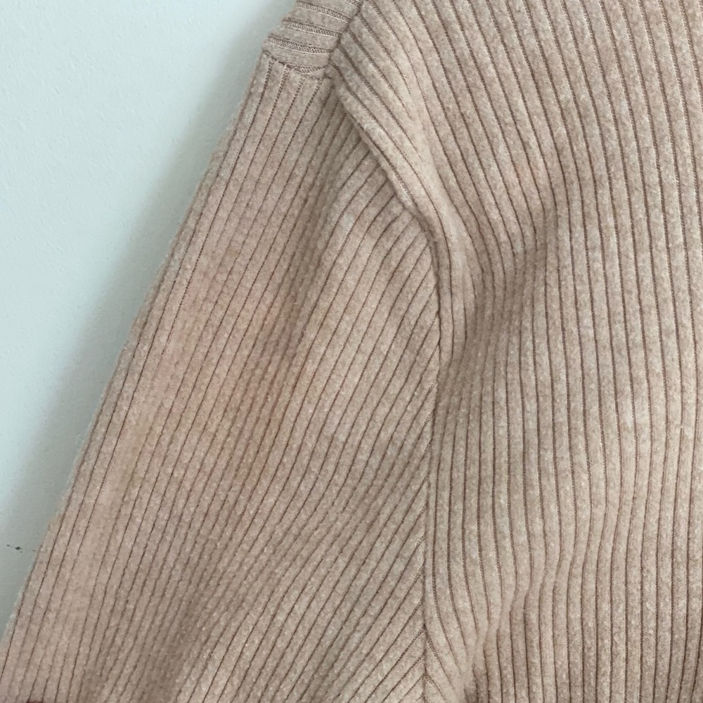 Tan Long Sleeve Ribbed Wrapped Blouse - Picture 3 of 4